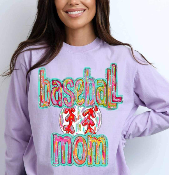 Baseball mom tie dye font 25401 DTF transfer