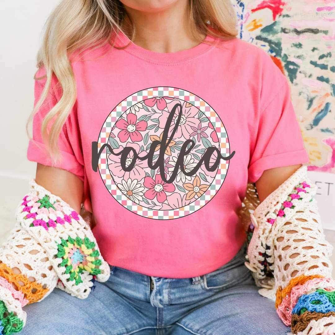 Rodeo pink floral circle 25409 DTF transfer