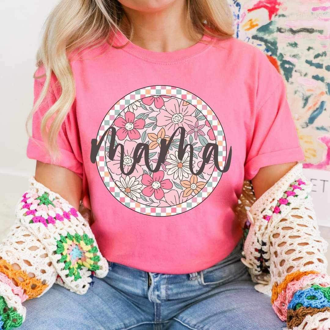 Mama pink floral circle 25420 DTF transfer