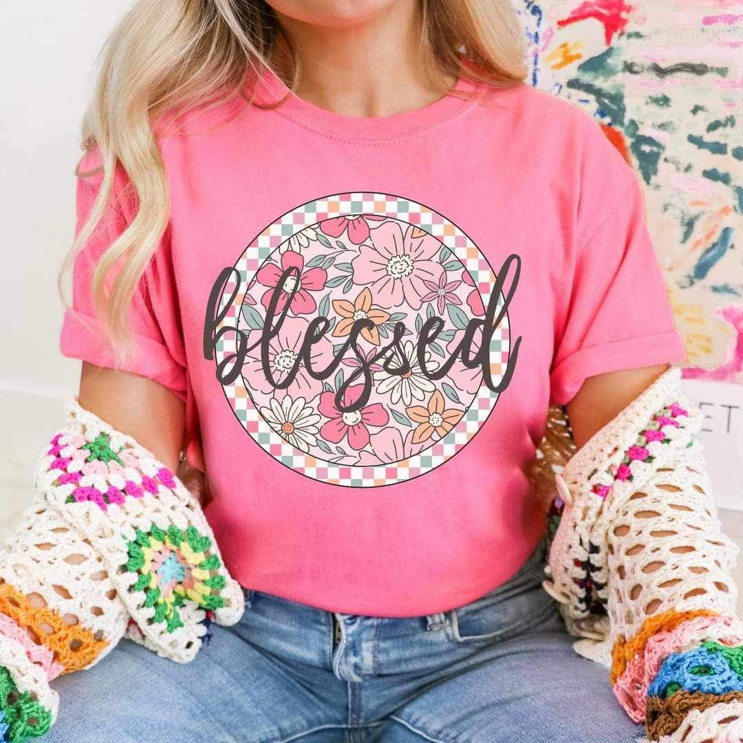 Blessed pink floral circle 25406 DTF transfer