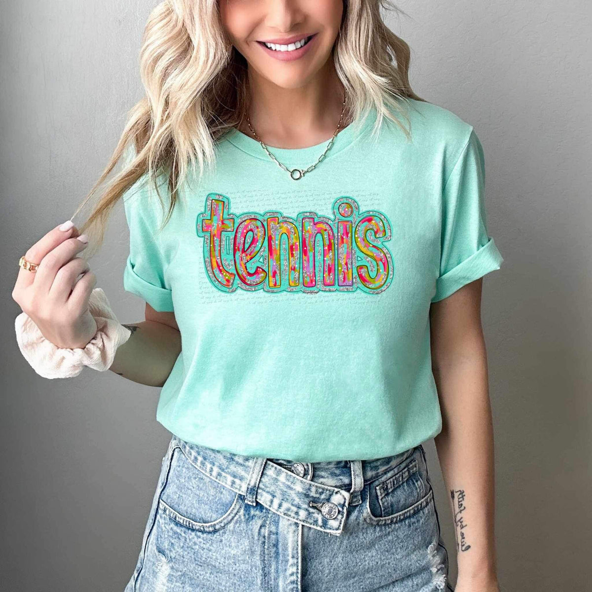 Tennis tie dye font 25431 DTF transfer
