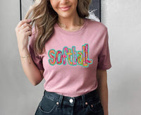 Softball tie dye font 25430 DTF transfer