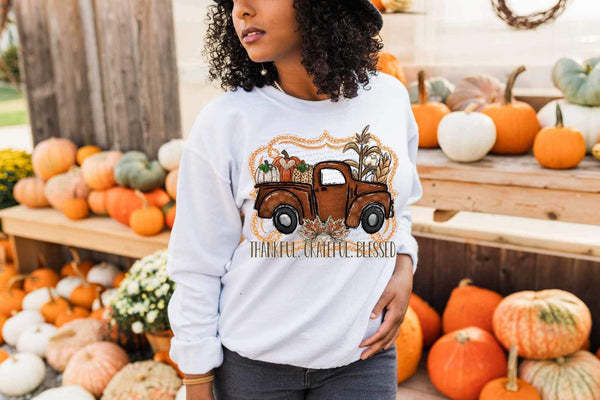 Thankful grateful blessed (brown Harvey truck) 10337 DTF TRANSFER