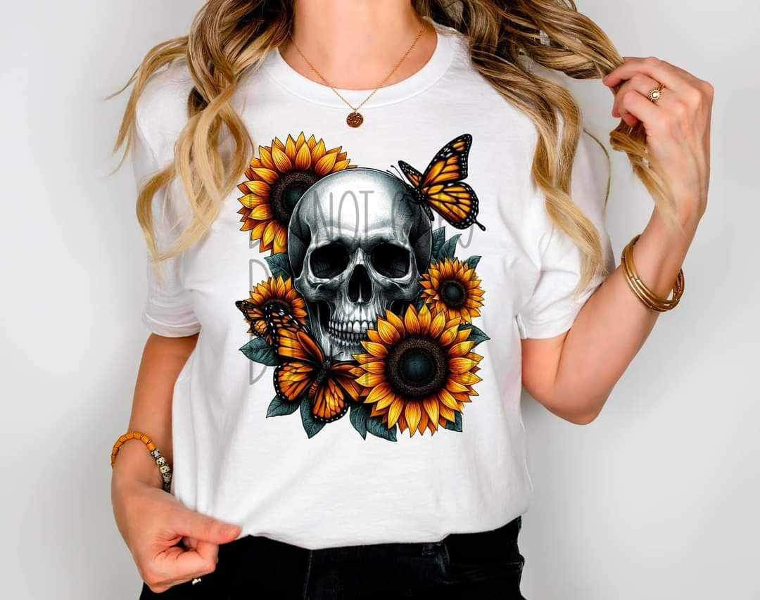 Skull with sunflowers (FDCD) 25460 DTF transfer