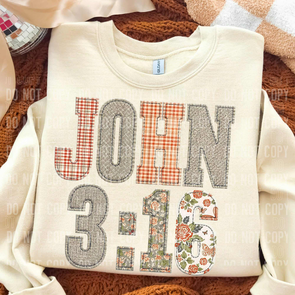 John 3:16 Faux Fabric (SBB) DTF Transfer