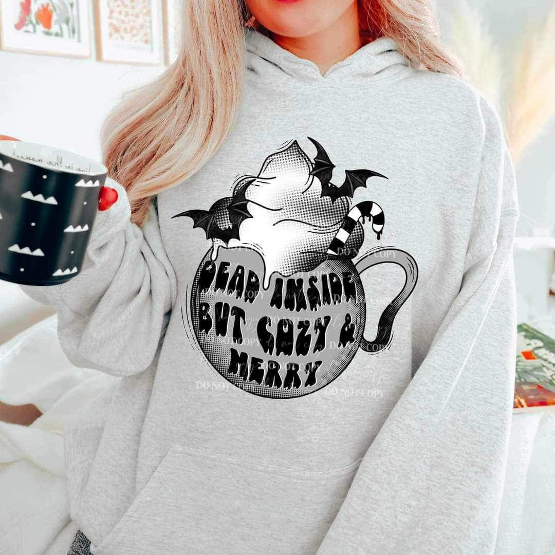 Dead inside but cozy and merry grey cup 10333 DTF TRANSFER