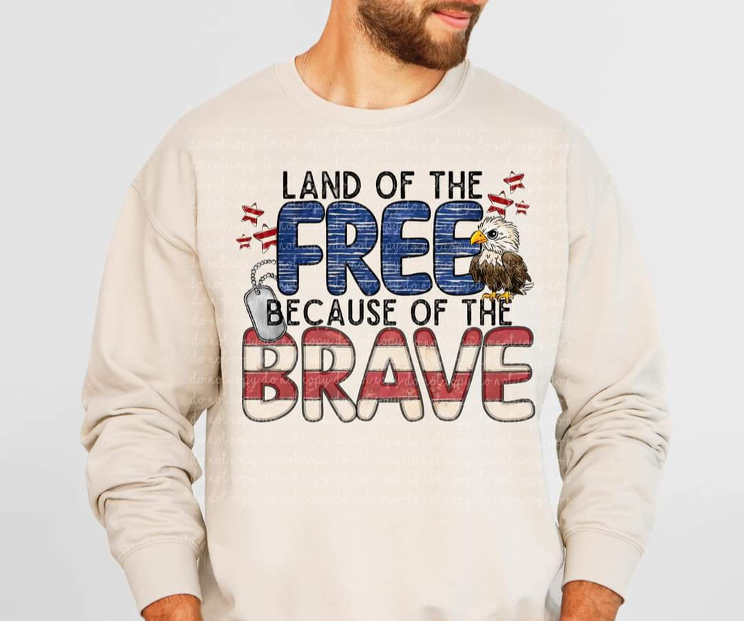 Land of the free because of the brave eagle 35435 DTF transfer