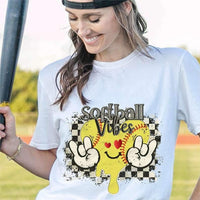 Softball vibes melting heart 25481 DTF transfer