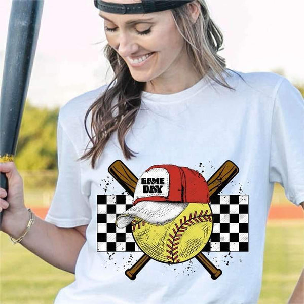 Game day softball with hat and bats 25479 DTF transfer