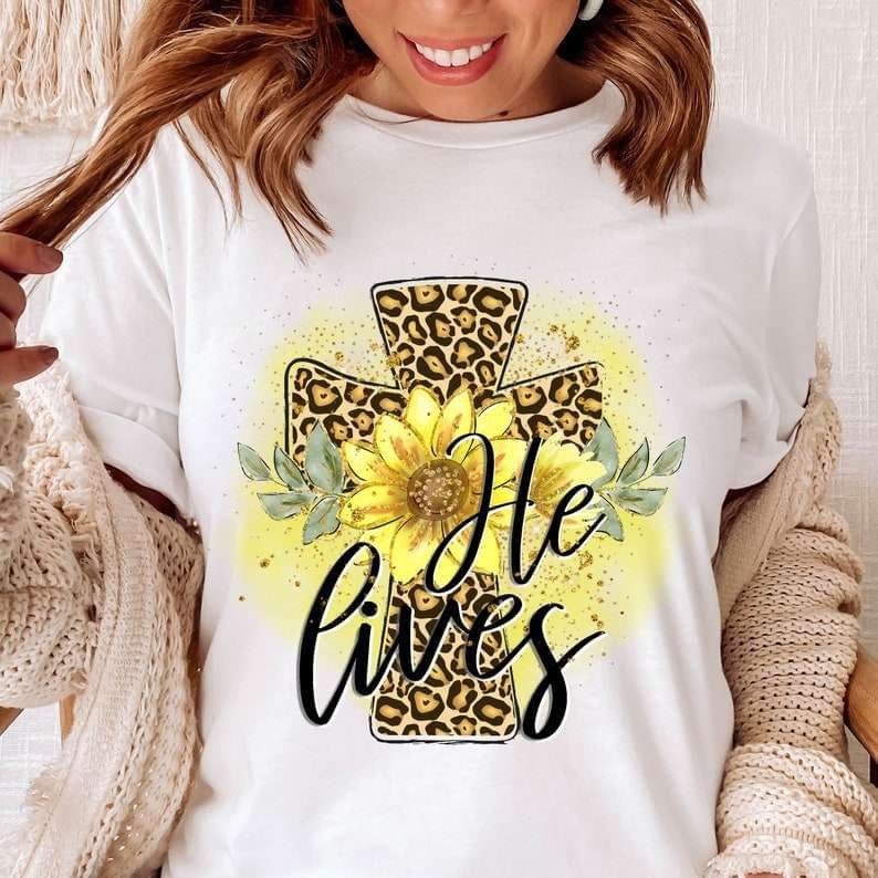 He lives leopard cross sunflower 25484 DTF transfer