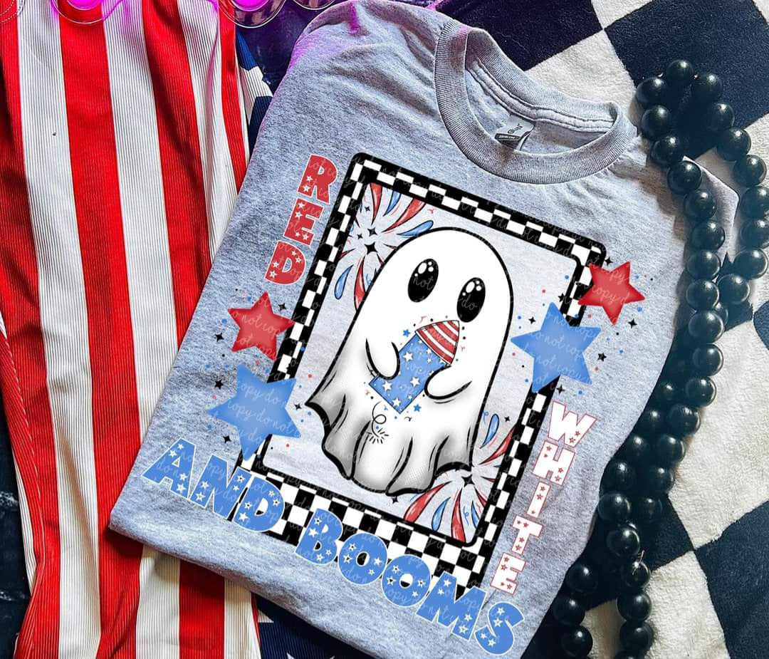 Red white and booms ghost 35434 DTF transfer