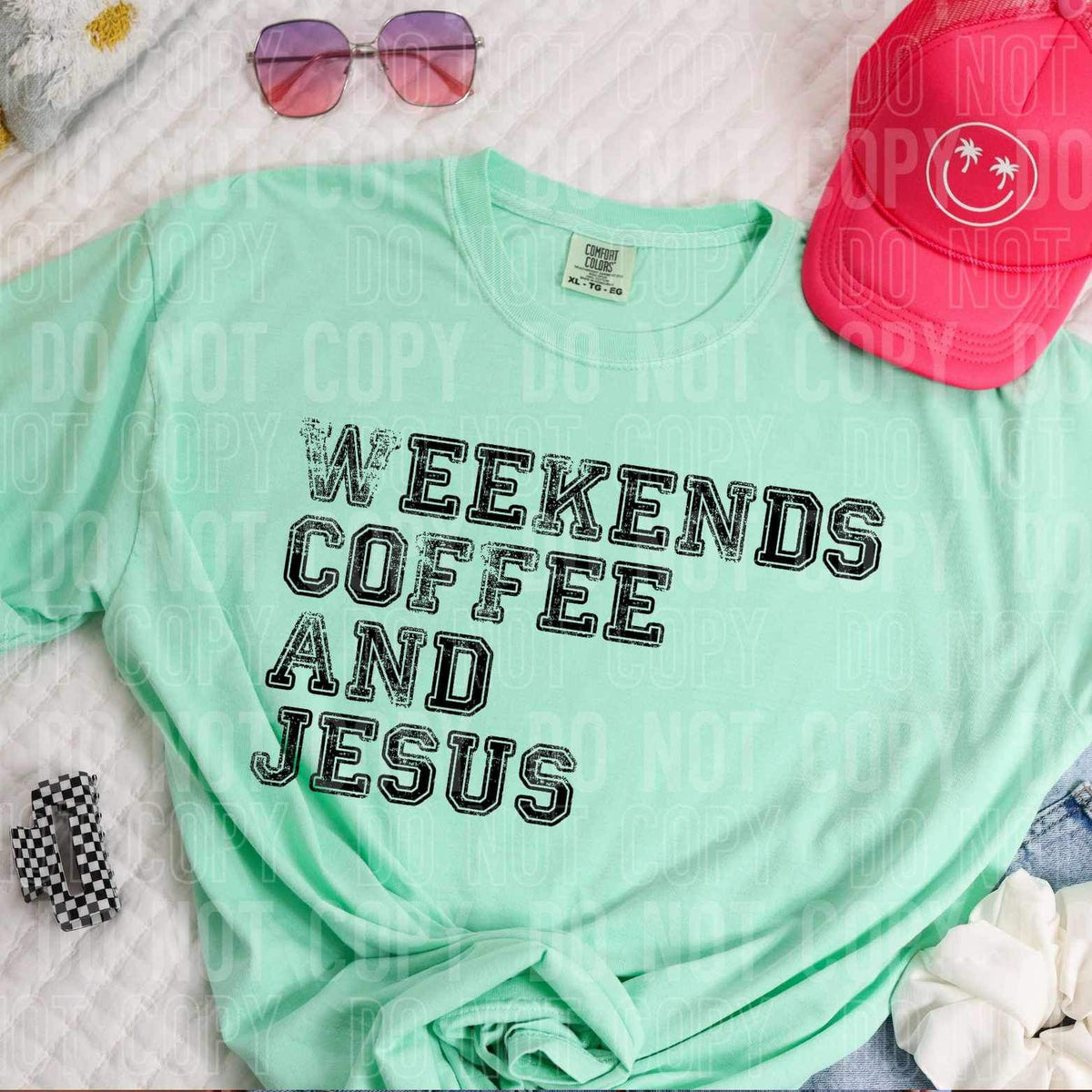 Weekends coffee and jesus 25542 DTF transfer