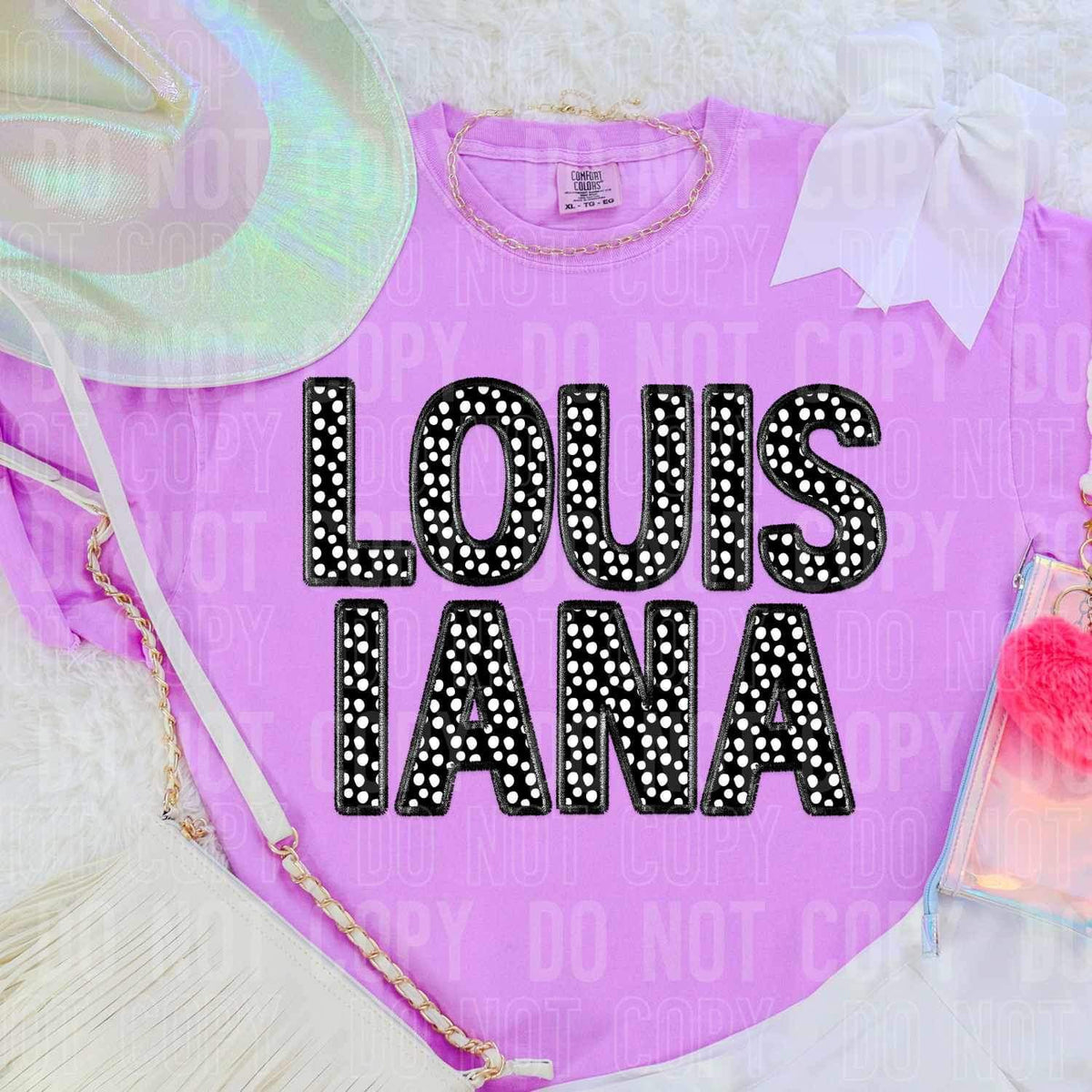 Louisiana polka dot faux embroidery 25544 DTF transfer