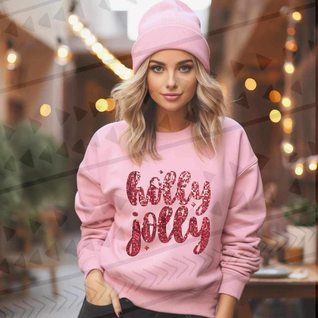 Holly jolly red sequin 15591 DTF Transfer