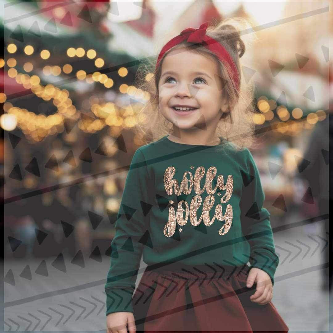 Holly jolly gold sequin 15590 DTF Transfer