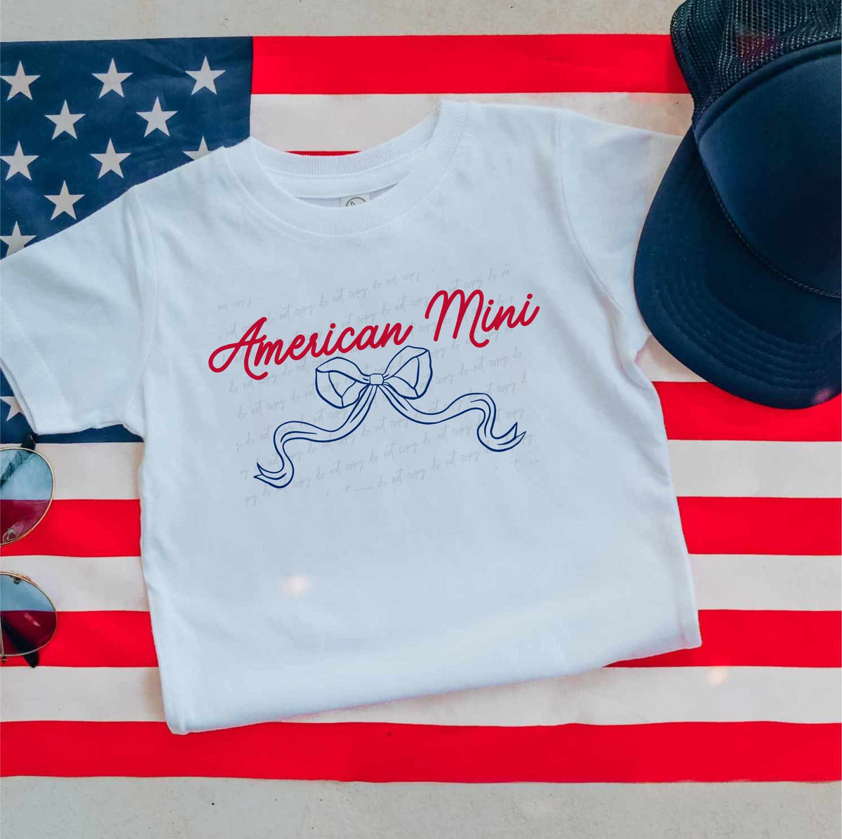 American mini blue bow 35569 DTF transfer