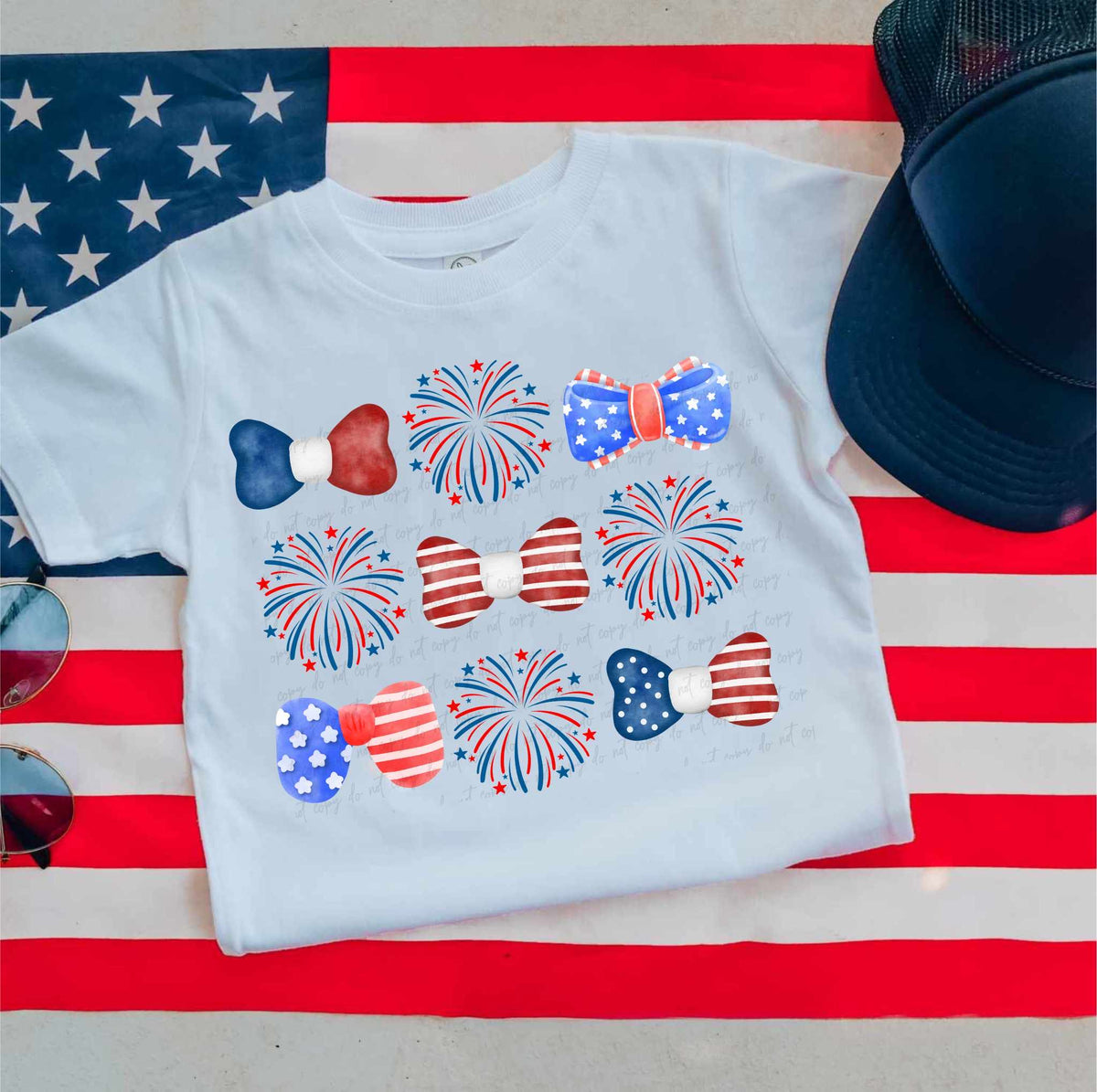 Bowtie and firework collage 35566 DTF transfer