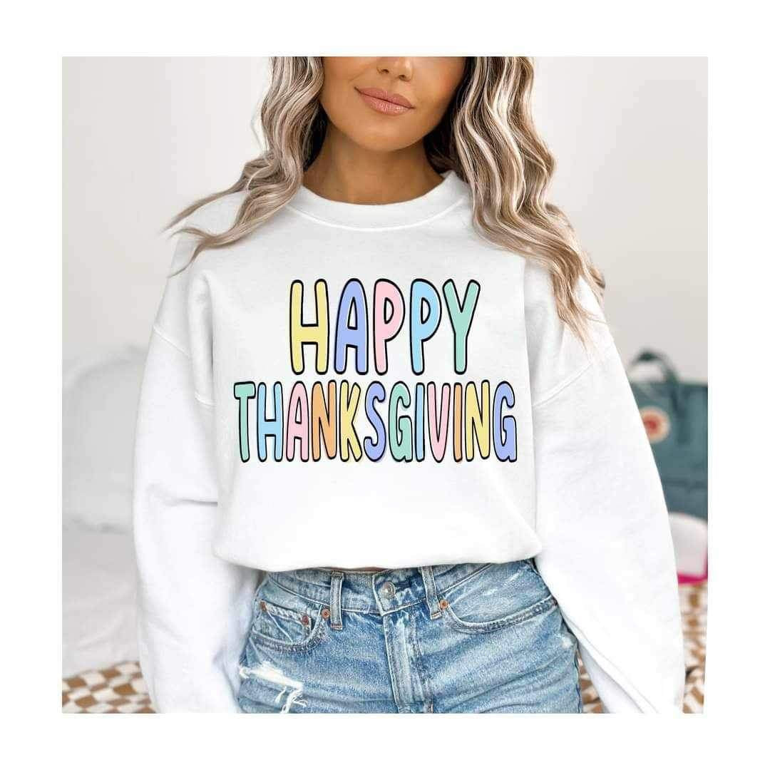 Happy thanksgiving with pastel colors 15578 DTF Transfer