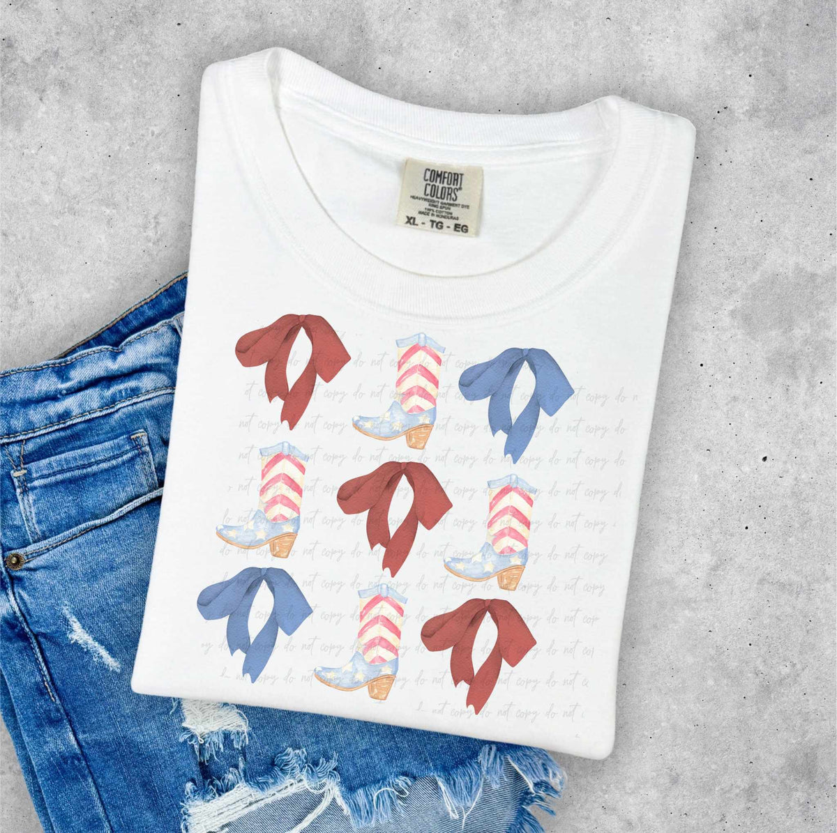 Patriotic coquette boot collage 35546 DTF transfer