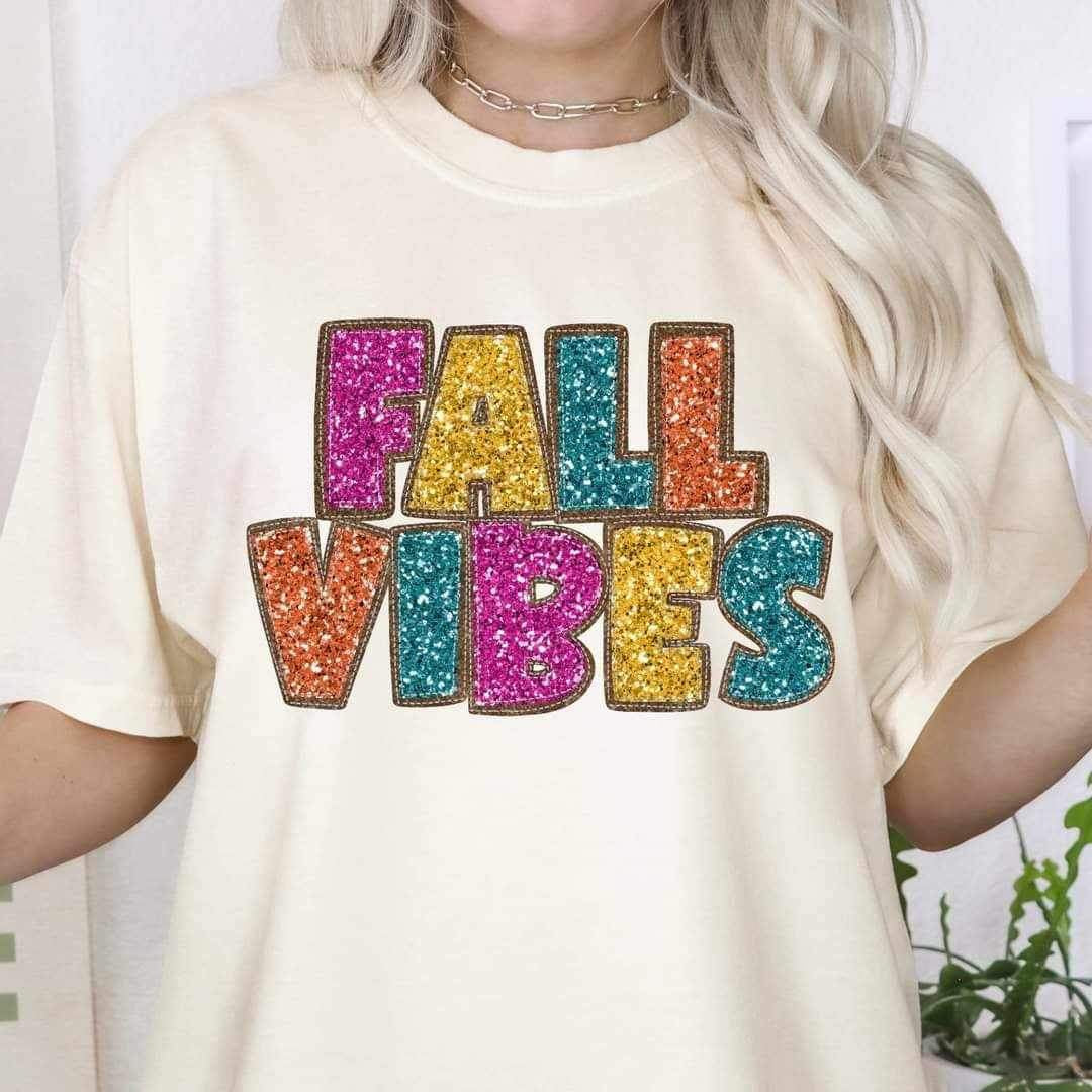 Fall vibes (multi color sequin font) 15574 DTF Transfer