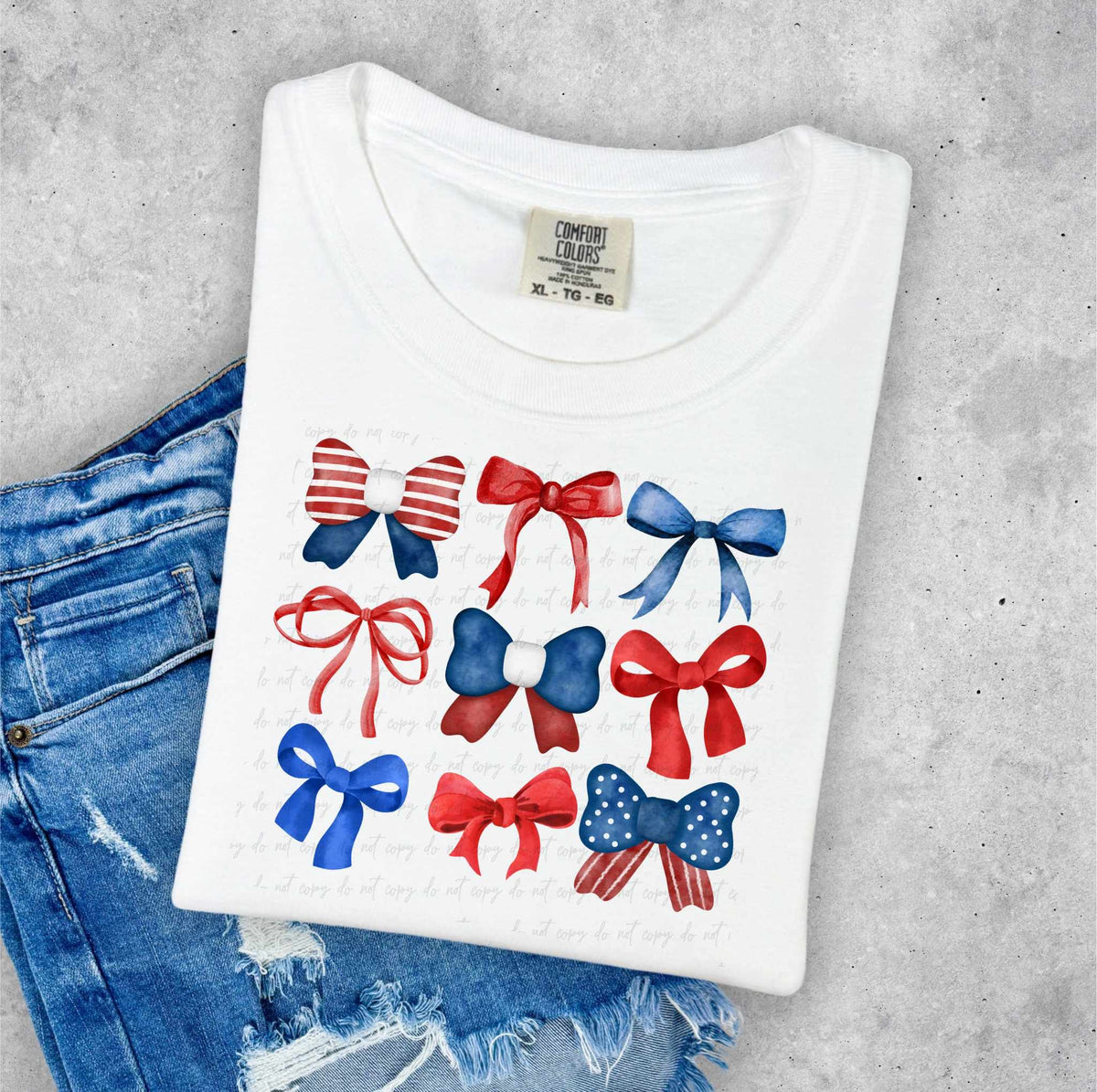 Patriotic bow and ribbon collage 35560 DTF transfer