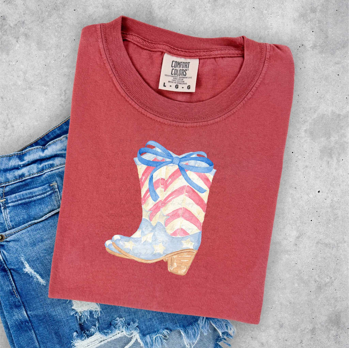 Patriotic boots LIGHT BLUE RIBBONS 35558 DTF transfer