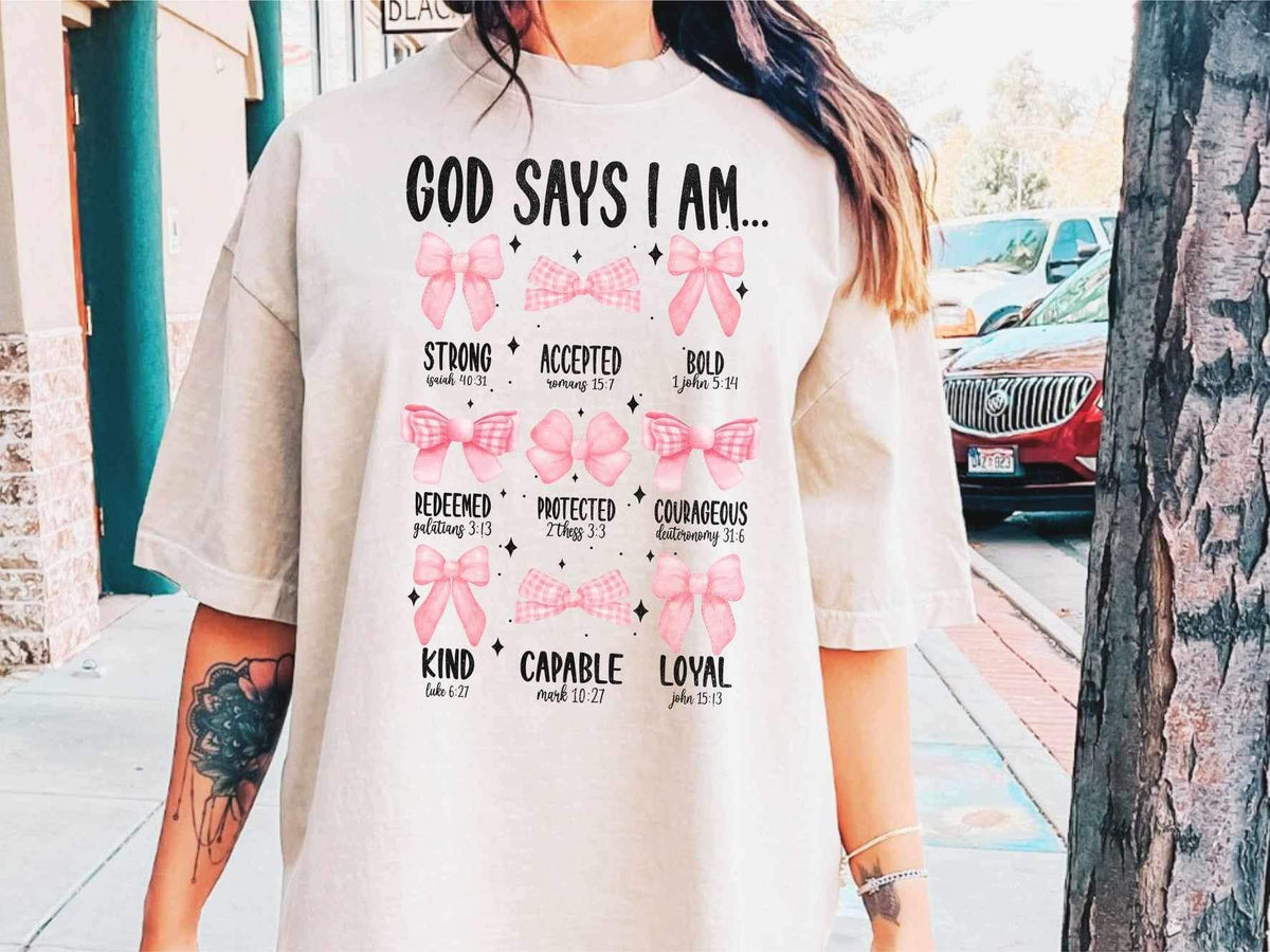 God says i am pink bows (WSB) 25612 DTF transfer