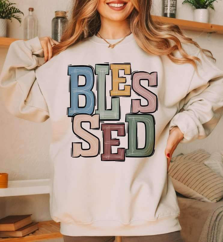 Blessed pastel font 15605 DTF Transfer