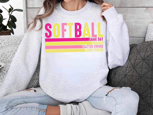 Softball retro lines pink and yellow (WSB) 25585 DTF transfer