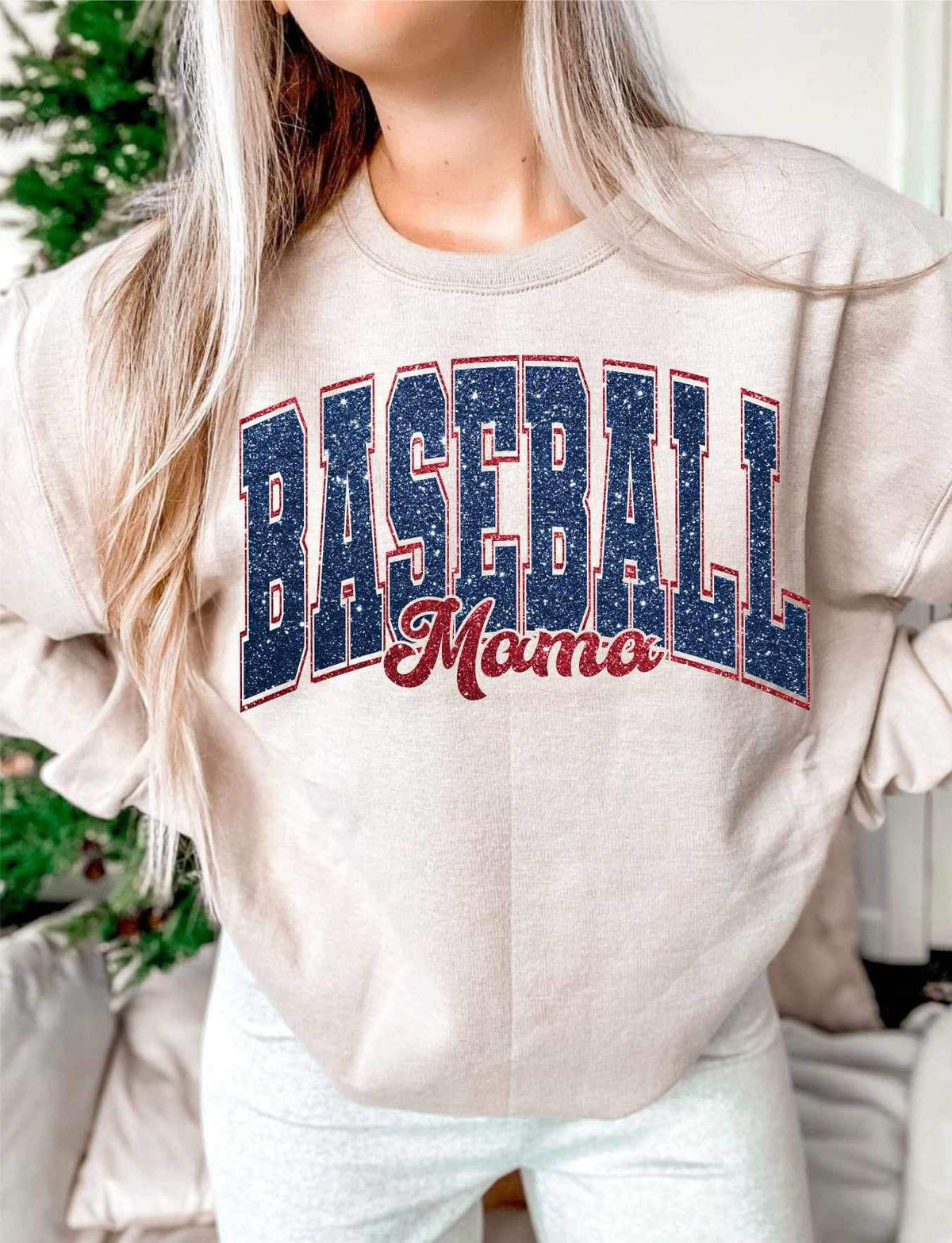 Baseball mama red and blue sequin (WSB) 25581 DTF transfer