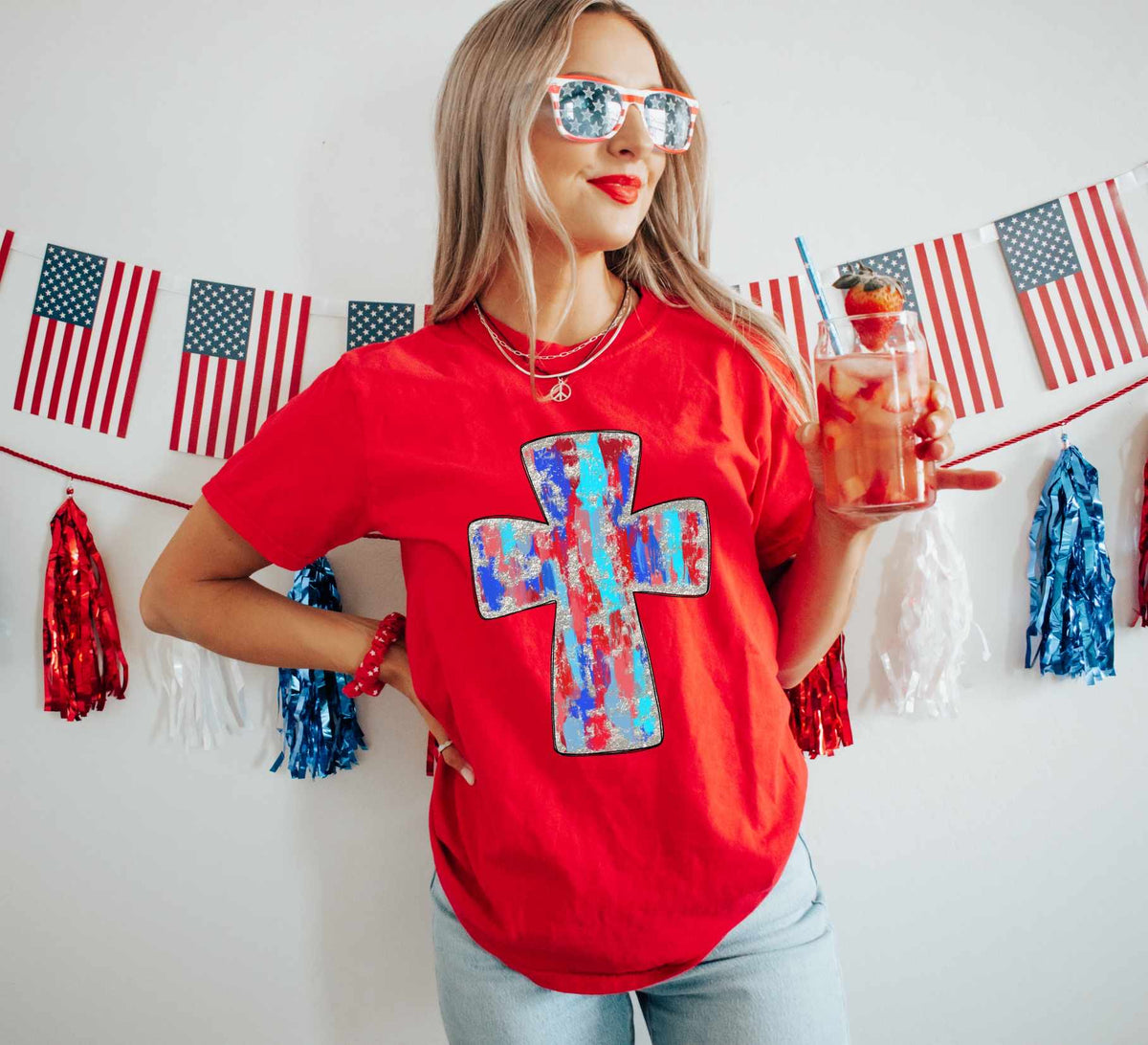 Cross patriotic brushstrokes 35657 DTF transfer