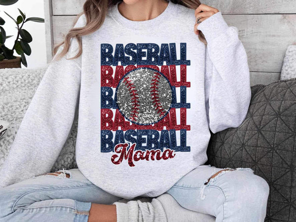 Baseball mama stacked red and blue (WSB)  25578 DTF transfer