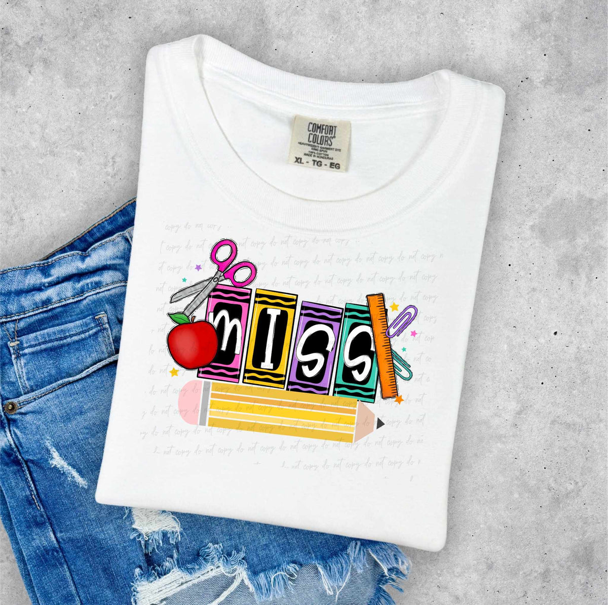 Miss school items 35641 DTF transfer