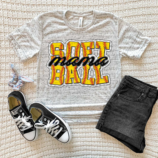 Softball mama (softball and black font) 35604 DTF transferr