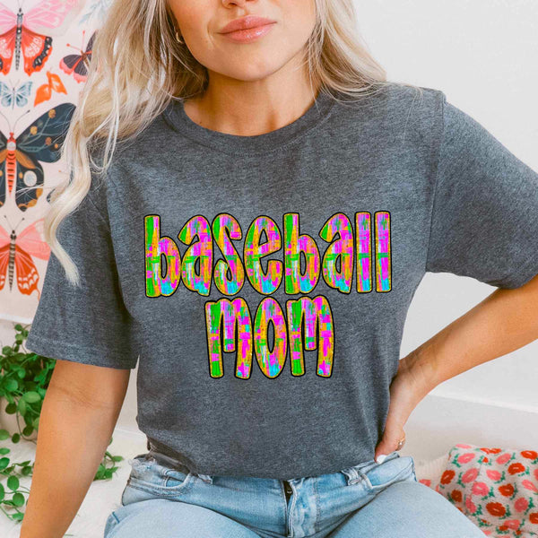 Baseball mom multi color font 25642 DTF transfer