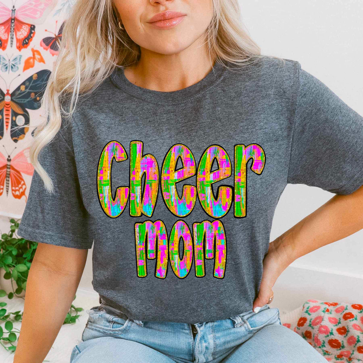 Cheer mom multi color font 25640 DTF transfer