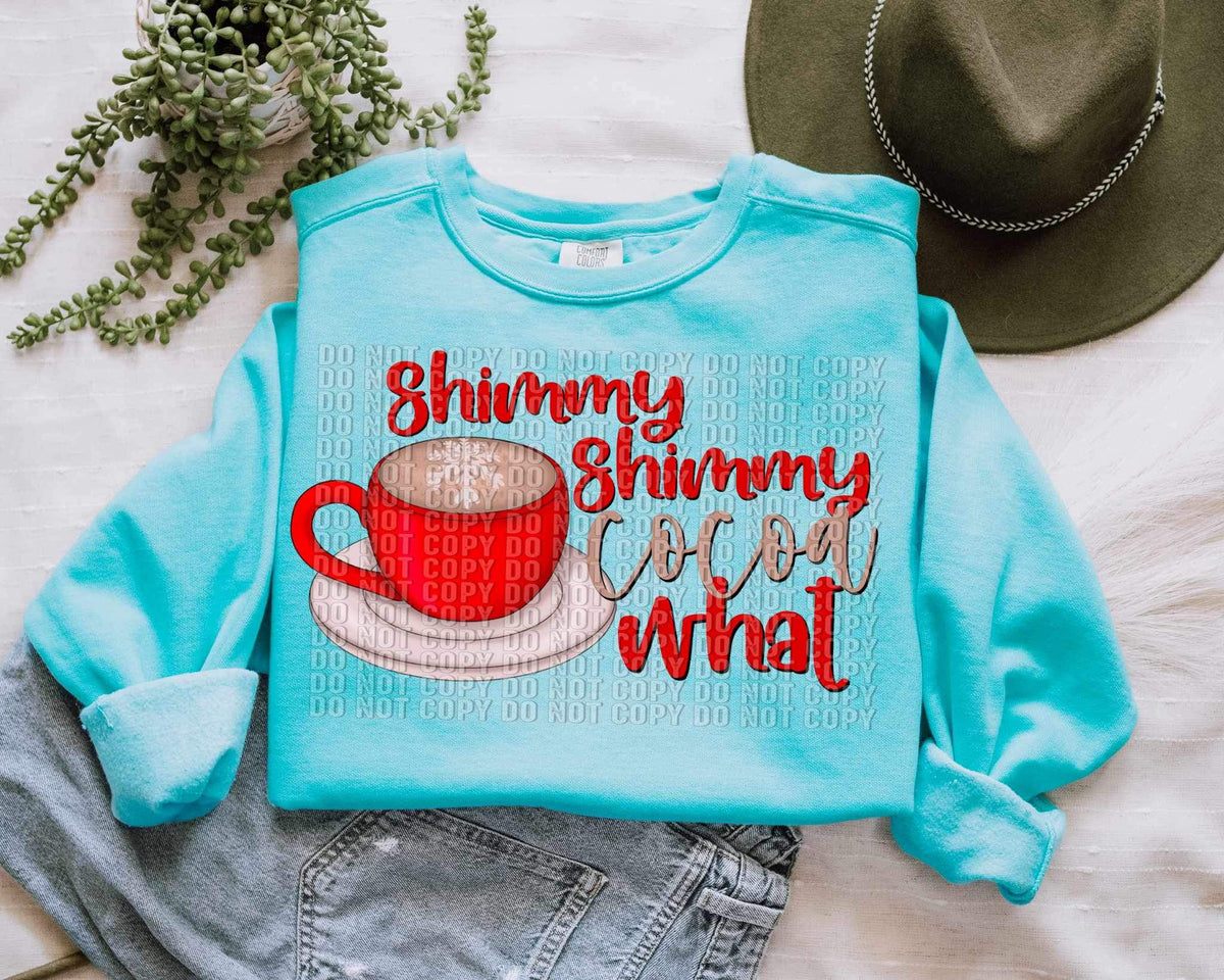 Shimmy shimmy cocoa what (red font and mug) 15689 DTF Transfers