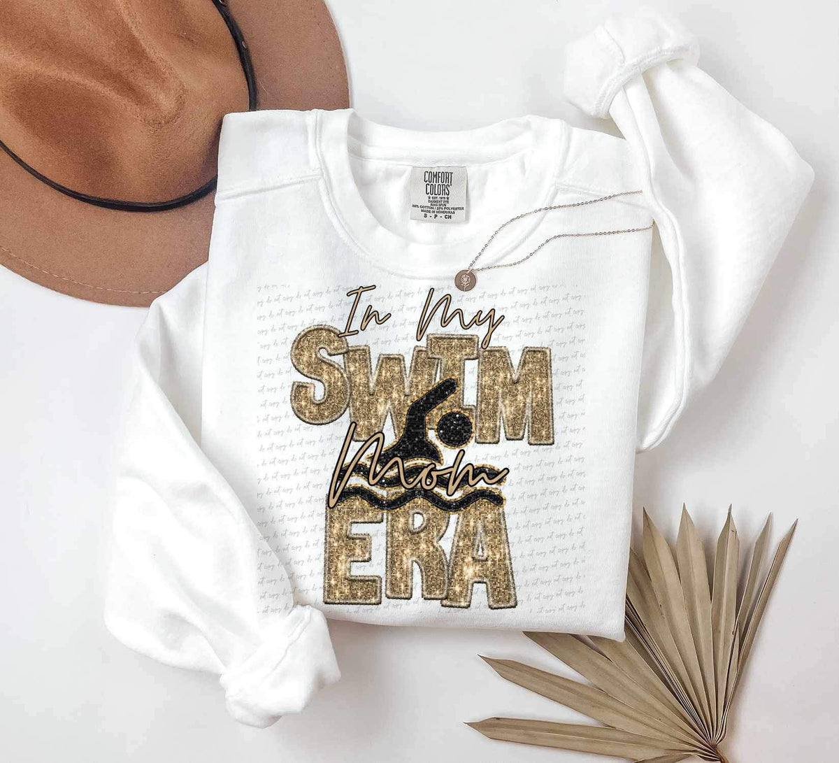 In my swim mom era gold sequin 25657 DTF transfer