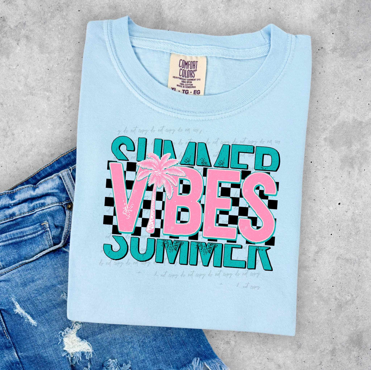 Summer vibes blue and pink 35609 DTF transferr