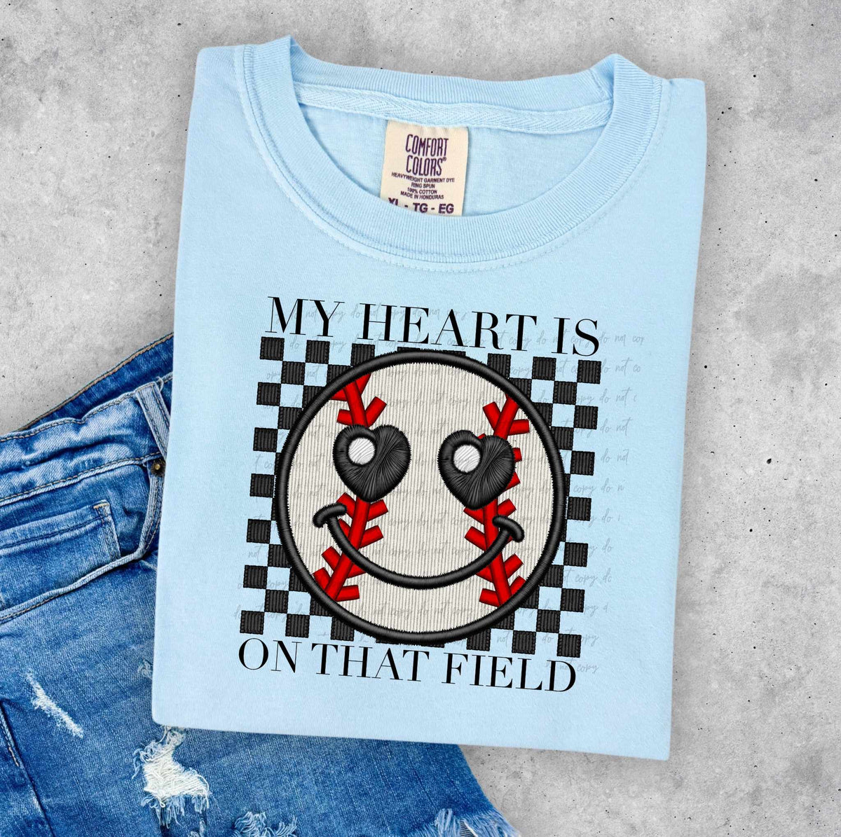 My heart is on that field baseball happy face 35601 DTF transfer