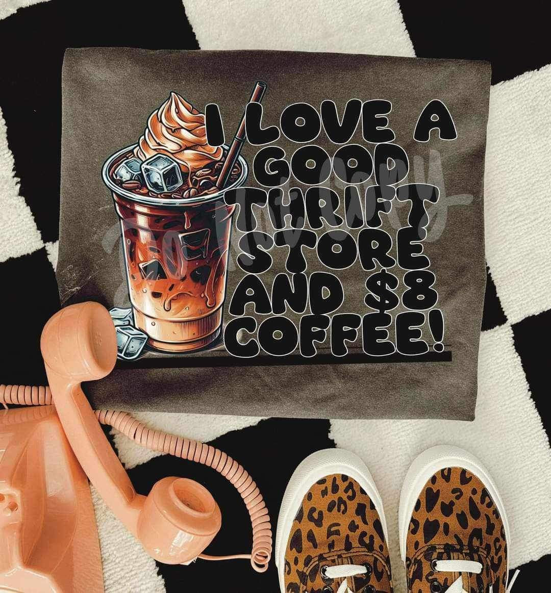 I love a good thrift store and $8 coffee (RTD) 25671 DTF transfer