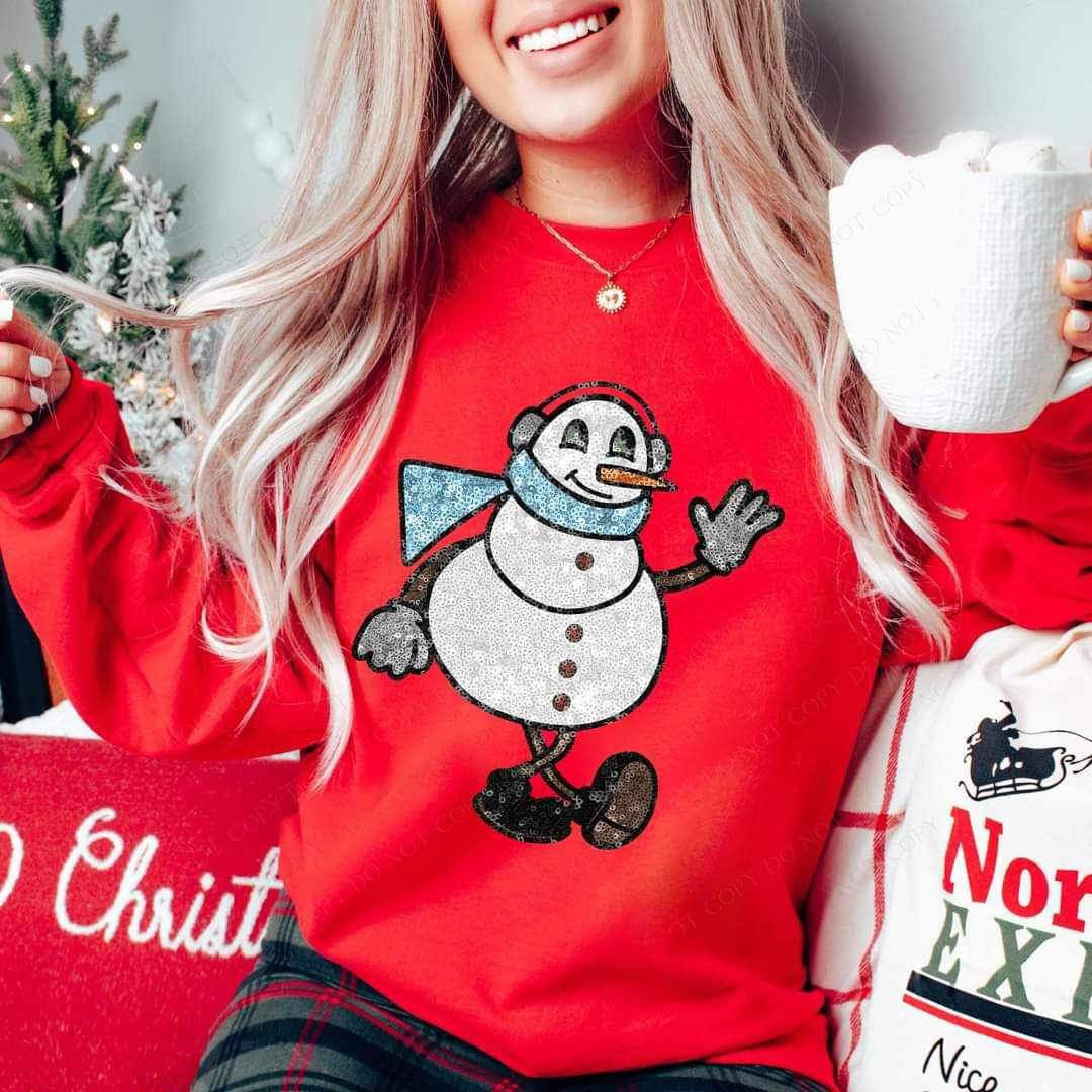 Sequin waving snowman 15698 DTF Transfers