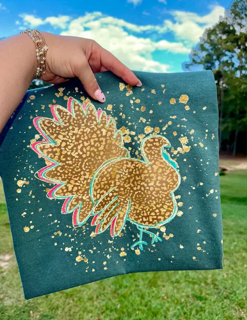 Gold splatter turkey 115117 DTF transfer