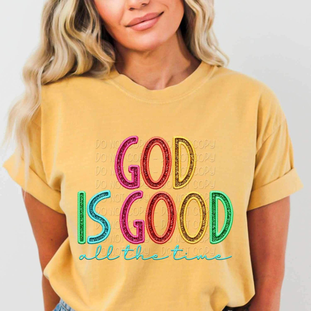 God is good all the time rainbow font 25706 DTF transfer