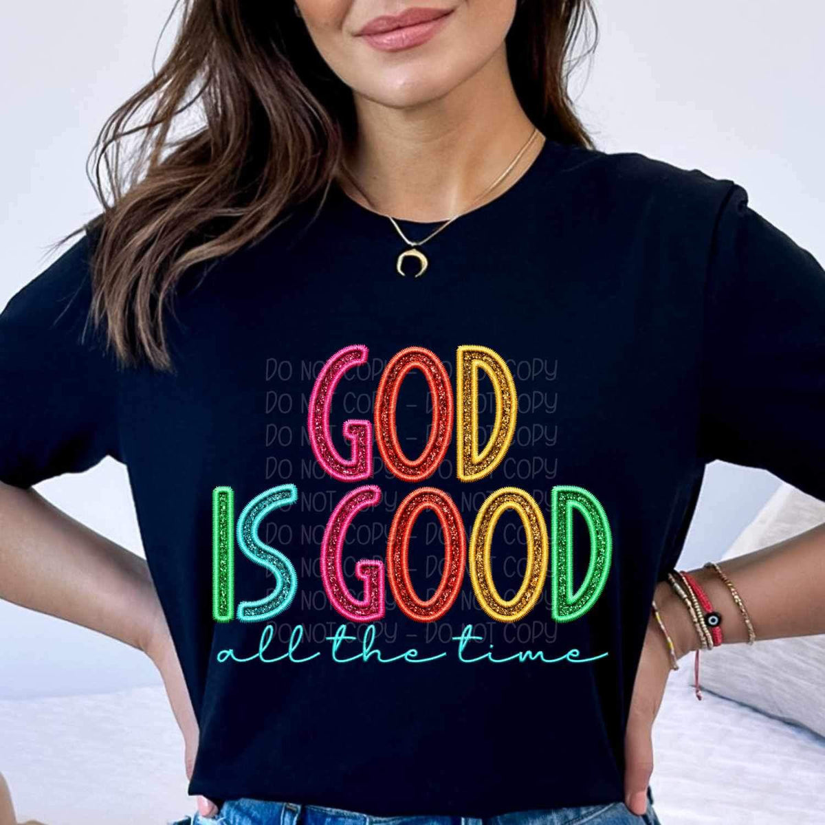 God is good all the time rainbow font 25706 DTF transfer