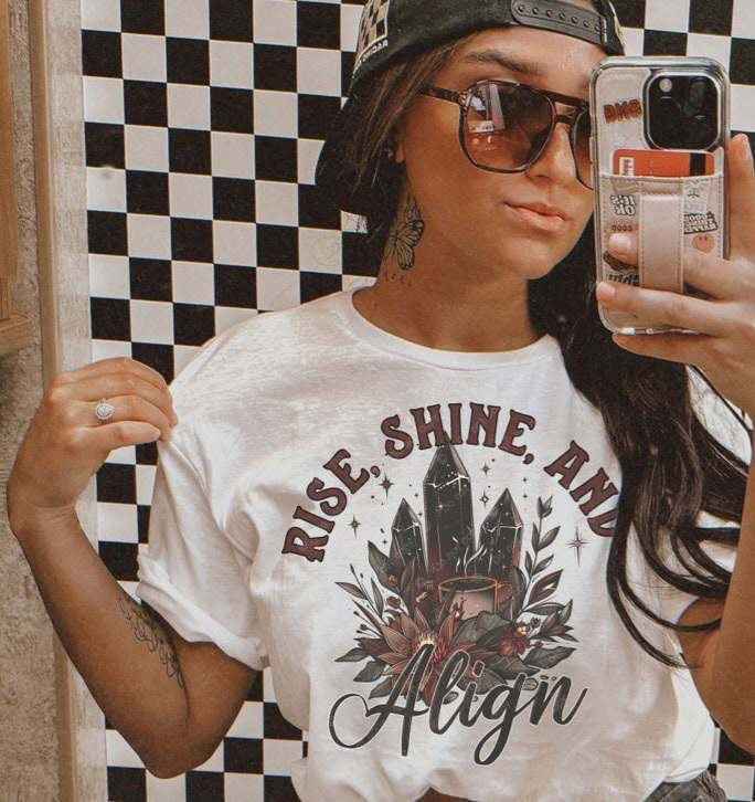 Rise shine and align red font 35681 DTF transfer