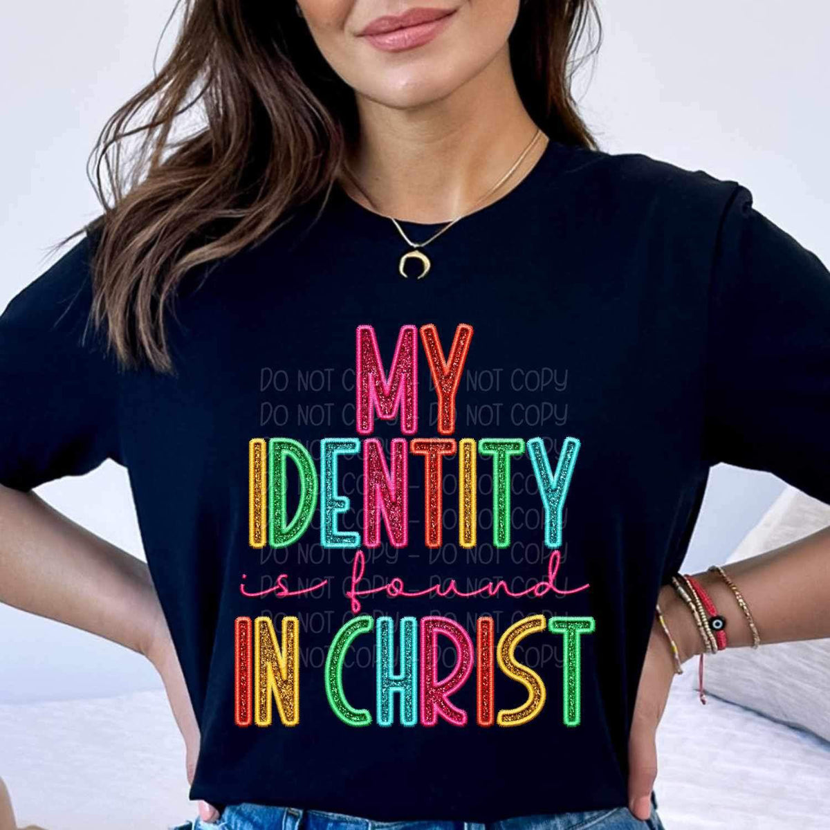 My identify is found in Christ rainbow font 25707 DTF transfer
