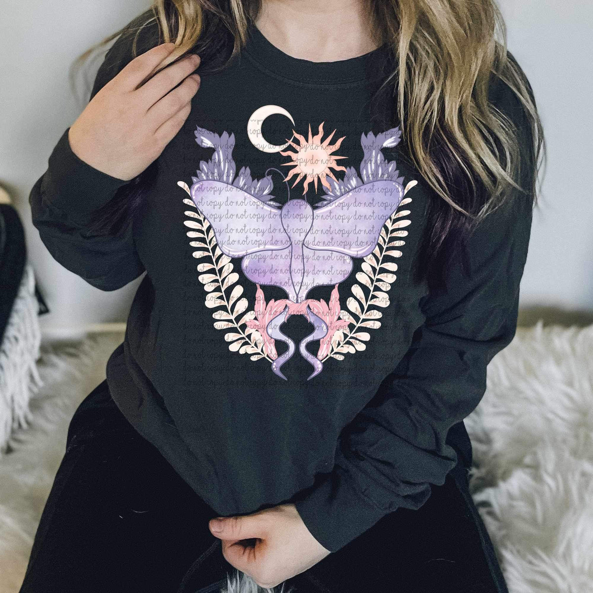 Purple moth with sun and moon (CMLD) 15723 DTF Transfers