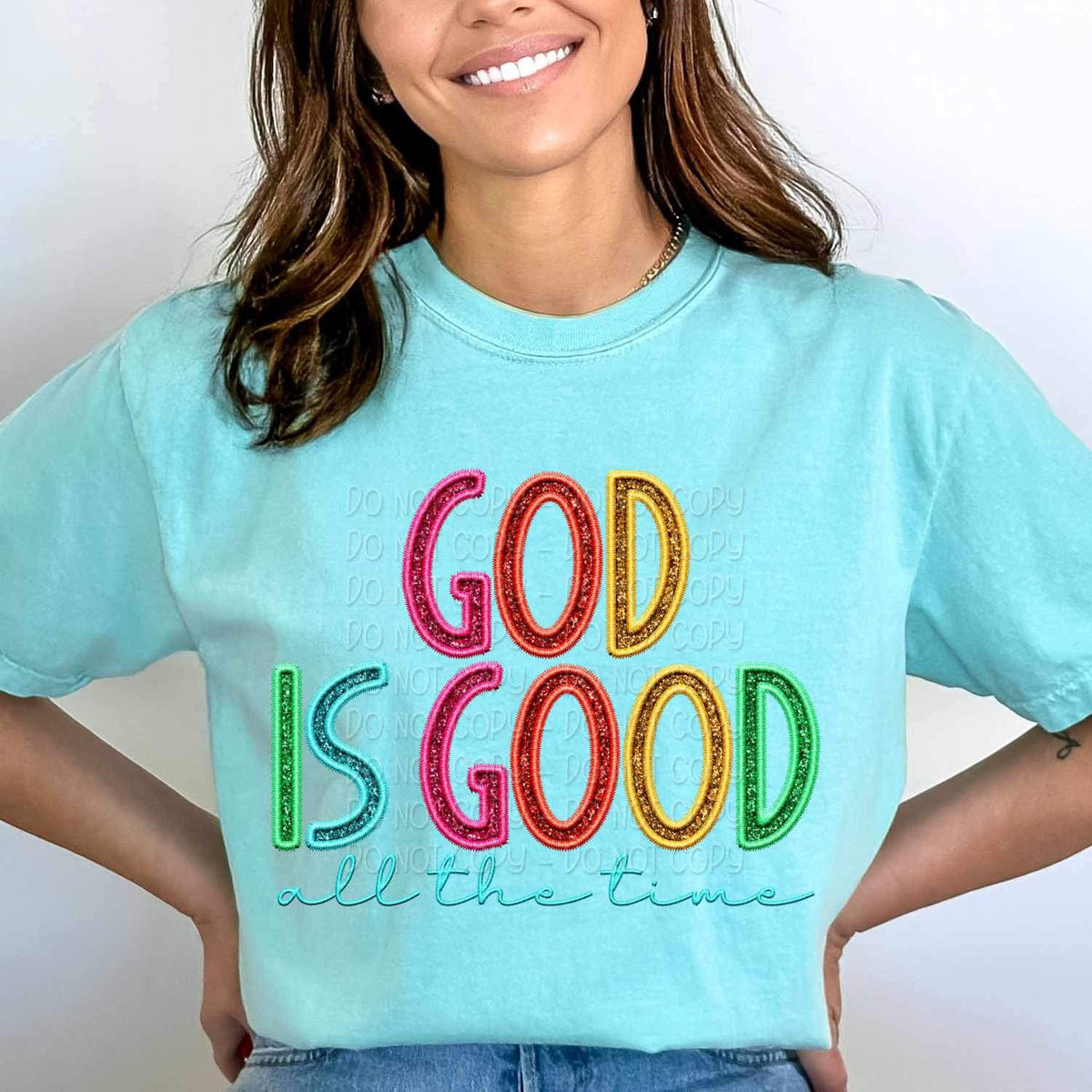 God is good all the time rainbow font 25706 DTF transfer