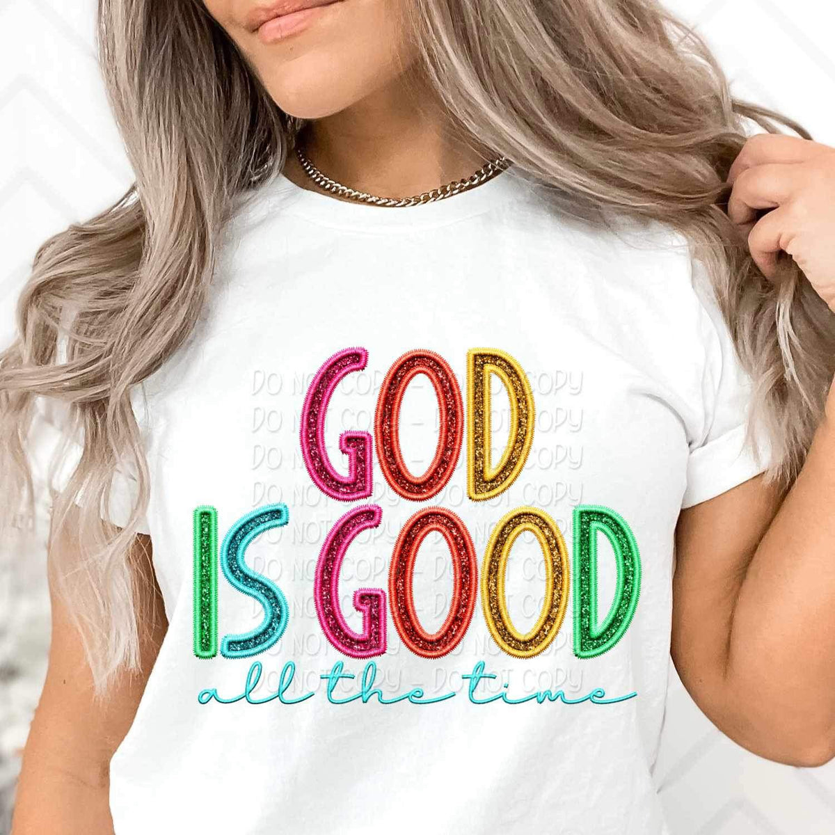 God is good all the time rainbow font 25706 DTF transfer